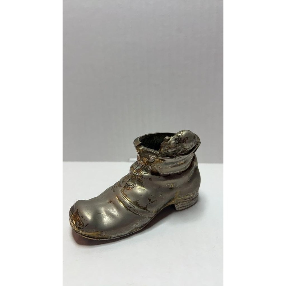 Vintage Cast Iron Boot with Mouse Figurine